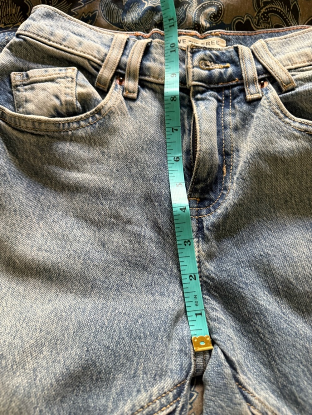 Free People NWT We the Free Risk Taker Faded Raw Hem Seamed Straight Leg Jeans - Picture 8 of 9